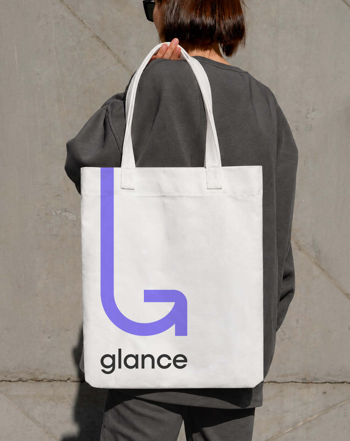 Glance tote bag carried over a shoulder